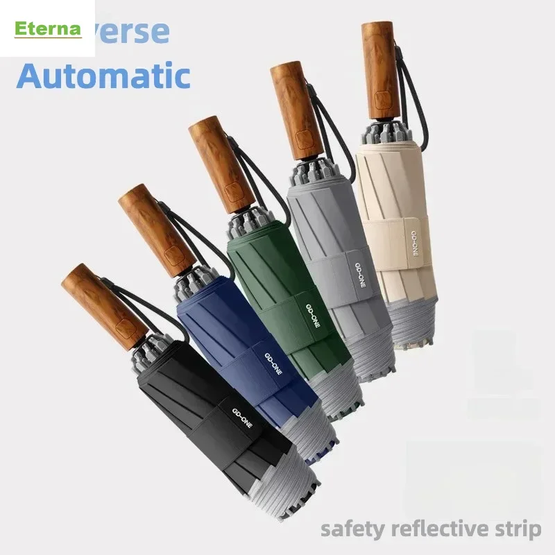 Automatic Reverse Folding Umbrella Windproof Reinforced Anti-rebound Sun & Rain for Men Women