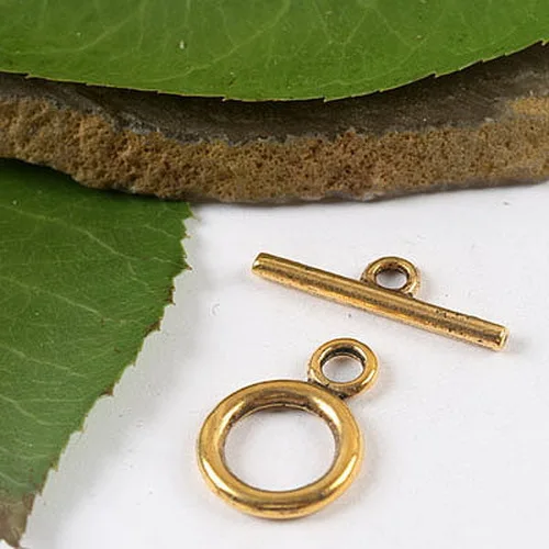 15sets Dark Gold-tone Round Toggle Clasps H2122 Charms for Jewelry Making