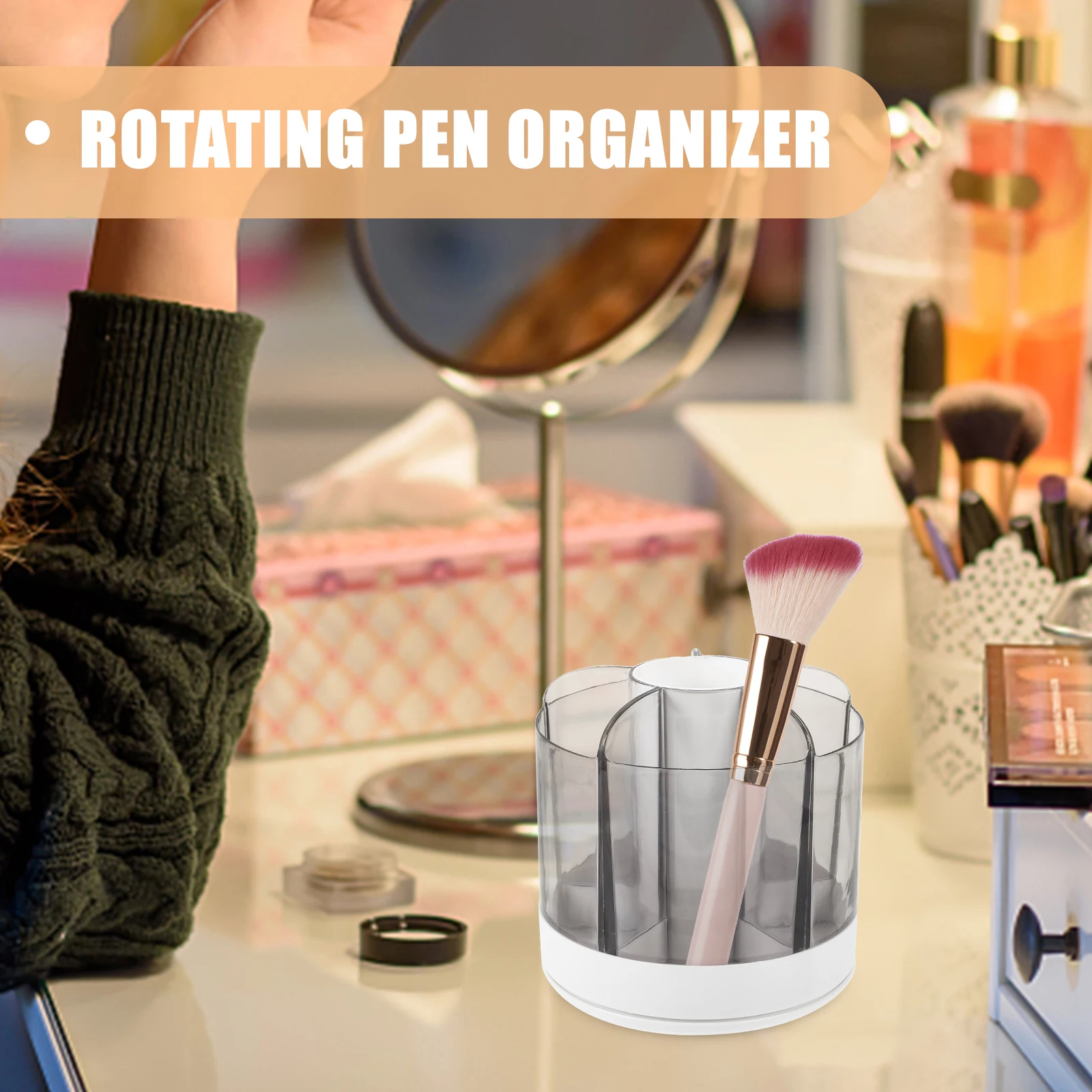 

Rotating Pen Holder Large Capacity Detachable Plastic Storage Box Transparent 360 Degree Desk ganizer For Office Student Makeup