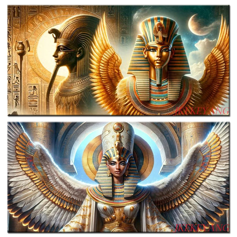 

Diamond Painting New 2025 Jewelry Cross Stitch Egyptian Pharaoh Man Wings DIY 5D Embroidery Diamond Mosaic Large Home Decor