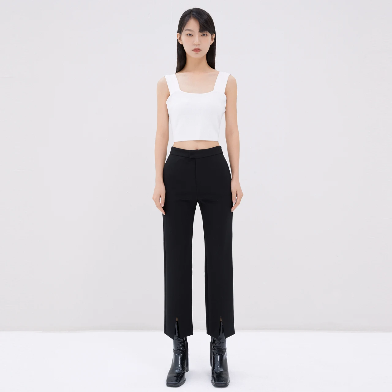 Metersbonwe High Waist Casual Pants Women Spring New Basic Comfortable Front Split Straight Tube Pants Design Brand High Quality