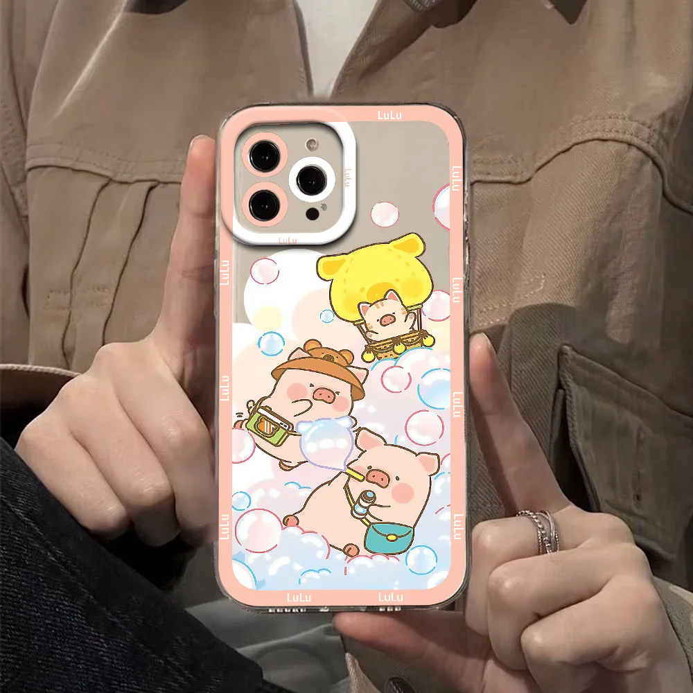 เคสโทรศัพท์ลายการ์ตูนลูลู่หมูน้อย สำหรับ iPhone 12 11 13 14 15 16 17 MINI Max Pro Plus ป้องกันการกระแทก ฝาหลังใสแบบนิ่ม