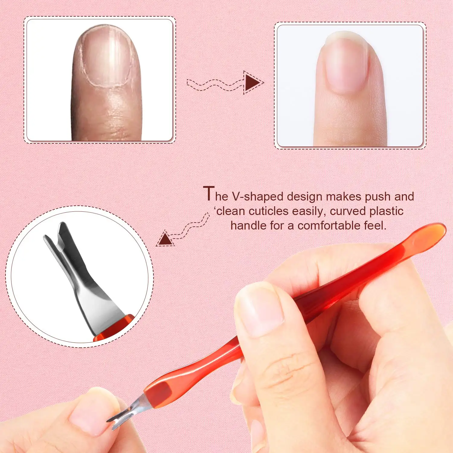 100 pièces dissolvant de peau morte Nail Art fourchette dissolvant de cuticules pince poussoir tondeuse acier inoxydable pédicure soins des ongles outils