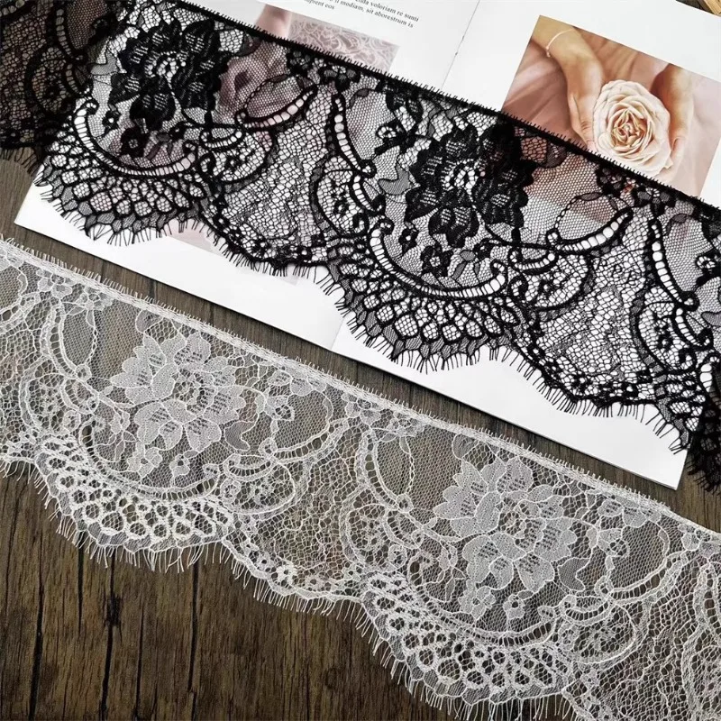 Lace african fabric 2024 high quality 1yard eyelashes unilateral delicate  handmade clothing accessories skirt curtain material