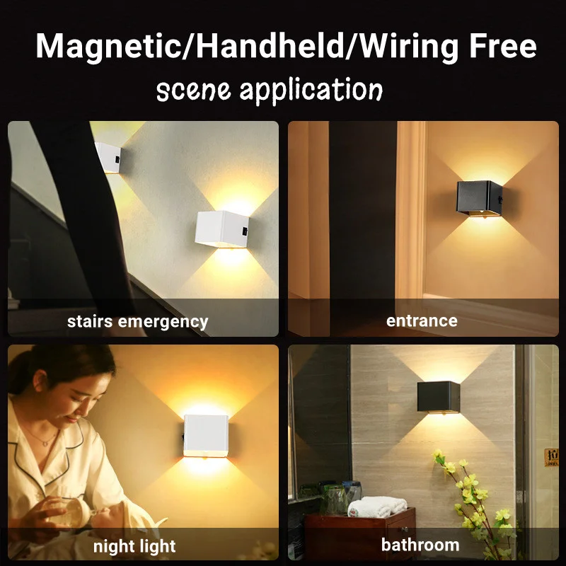 Imagem -05 - Usb Recarregável Led Parede Luz Corpo Humano Sensor Noite Lâmpadas Sconce Magnético Home Decor Cabeceira Quarto Corredor