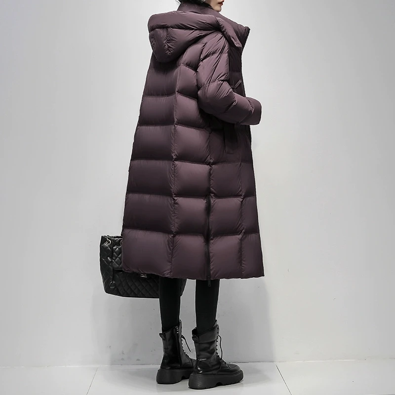 الراقية مقنعين أسفل سترة للنساء 2025 شتاء النسخة الكورية الجديدة 90 الأبيض بطة أسفل معطف أسود الإناث سترة دافئة معطف