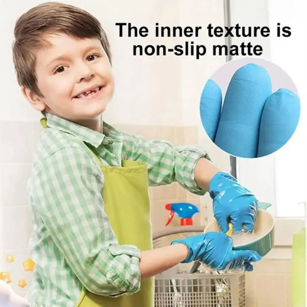 

New 5 pairs Kids Disposable Nitrile Gloves Children Latex Powder Free Household Cleaning Crafting Painting Cooking Gloves
