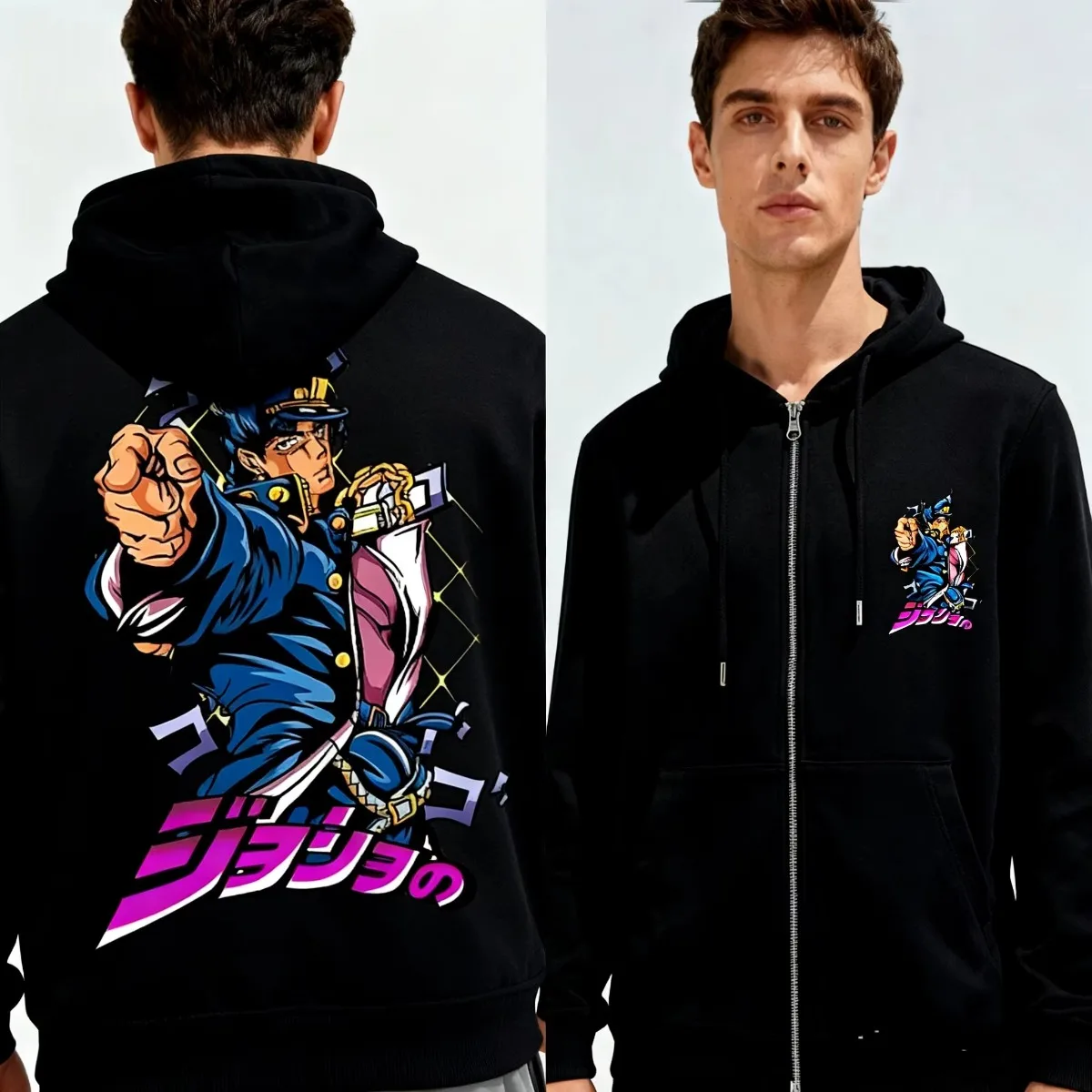 Jojo's Bizarre Adventure Moda Algodão Jaqueta Masculina Zip Hoodie À Prova de Vento Desgaste Quente para Equitação de Bicicleta Viagens Festa Esportes Eventos