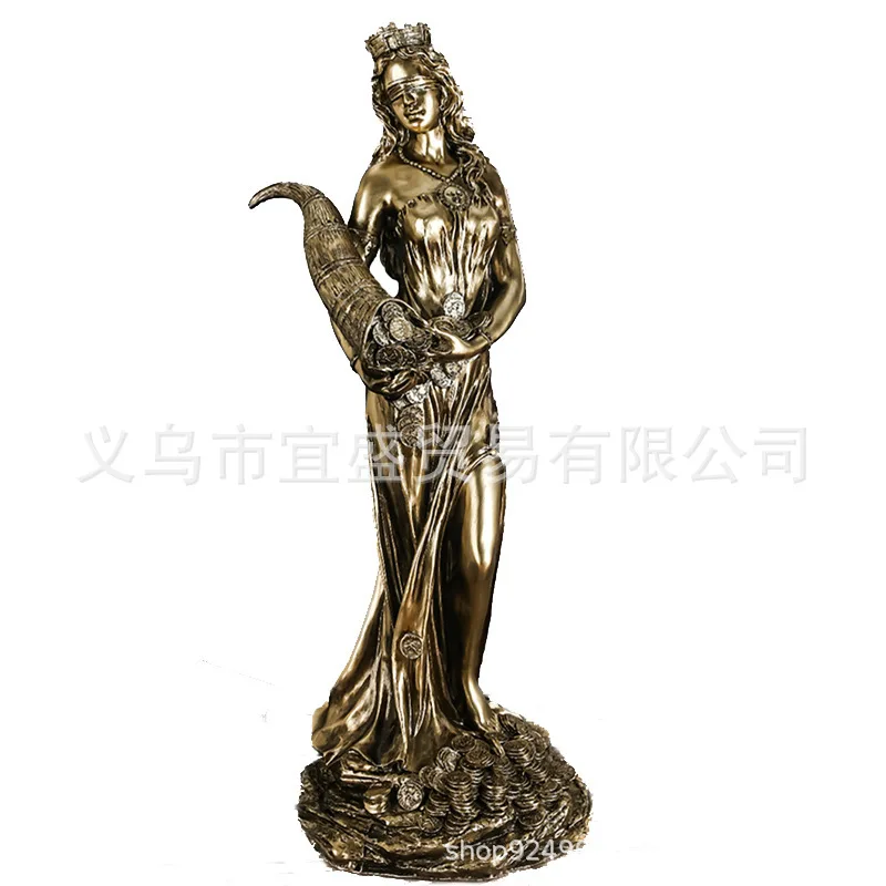 2PCS Greek Goddess Tyche Statue - Fortune & Prosperity Home Decor, Garden Ornament & Business Opening Decoration