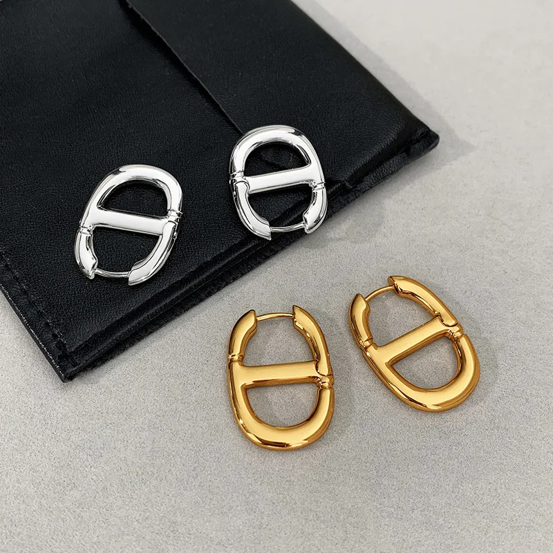 Double Loop Design Earrings 2024 New Gold Silver Color Geometric Elegant Luxurious Hoop Earrings for Women Girls Fashion Jewelry