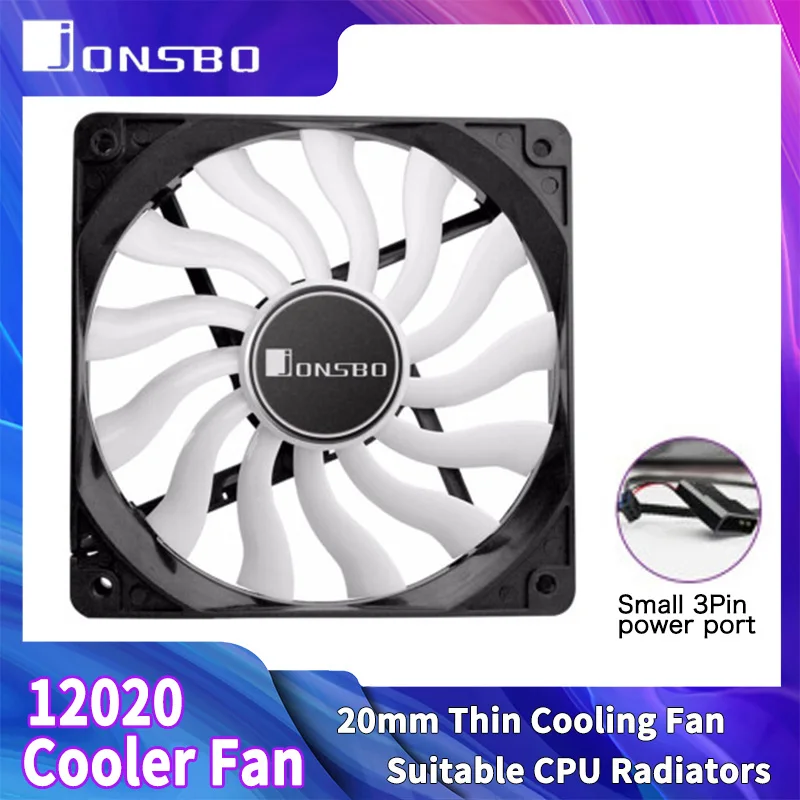 JONSBO 12020 Computer Case Fan 120MM Small 3PIN Thin Quiet Cooler Fan for CPU Cooler Chassis PC Case