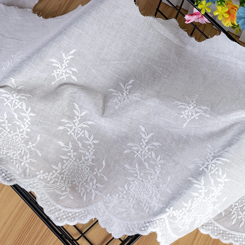Panno di cotone traforato in pizzo, panno da ricamo, squisito, bianco sporco, accessori per abbigliamento fai da te, larghezza tende 26cm, 5