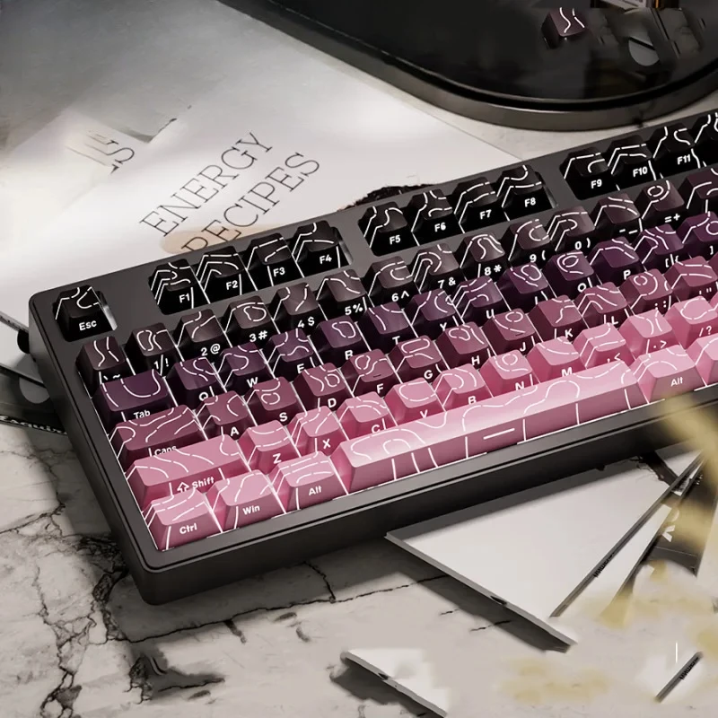 

Contour 4.0 134 Keys PBT Shine Through Keycaps Cherry Profile RGB Backlit Side Print Keycaps for MX Switches Gaming Keyboard