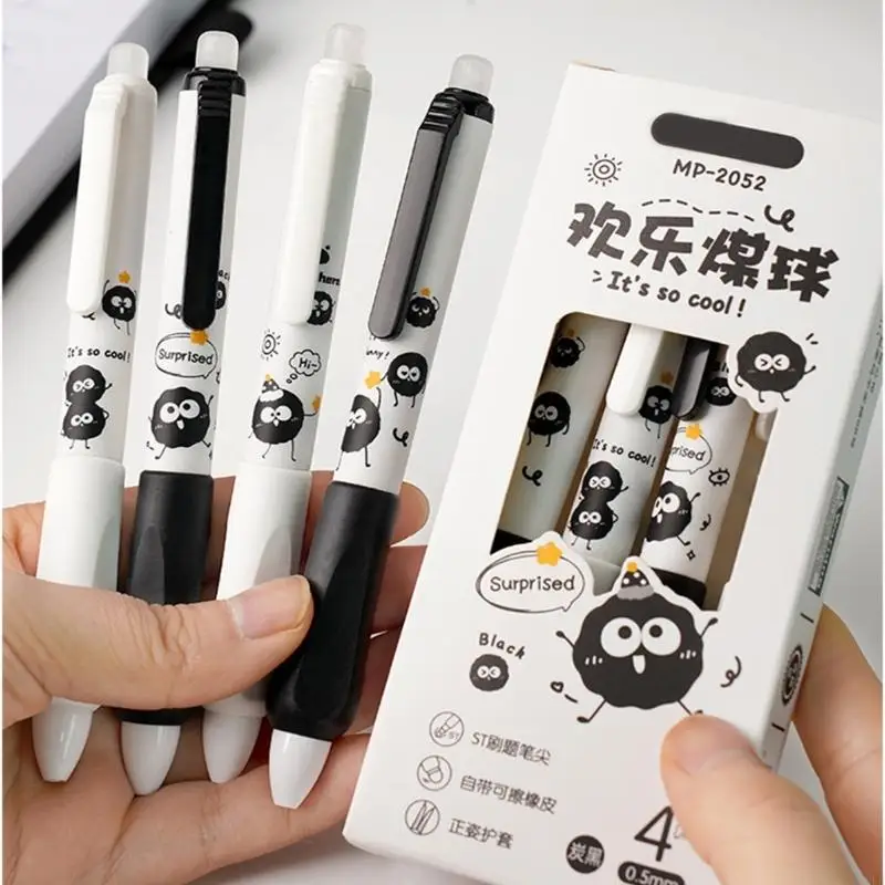 Y5LB 4Pcs Erasable Retractable Gel Pen Ergonomic Triangular Grip Erasable Gel Inks Pen 0.5MM Tip Quick Dry for Journaling