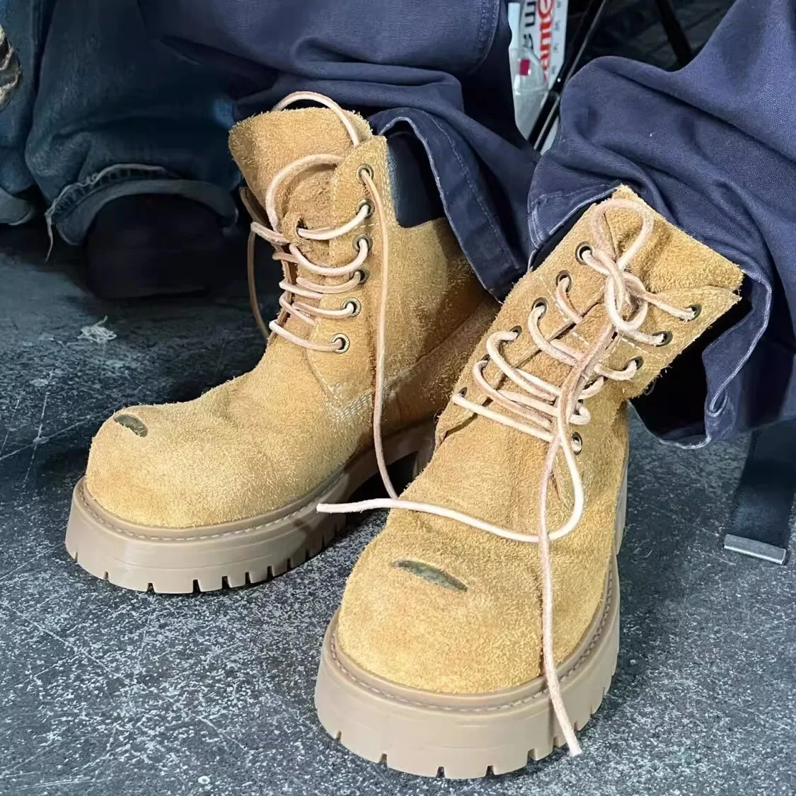 

Couple's Casual High-Top Boots Outdoor Leisure Trendy Thi Bot Heightening Briti Sle Large Head Work Boots