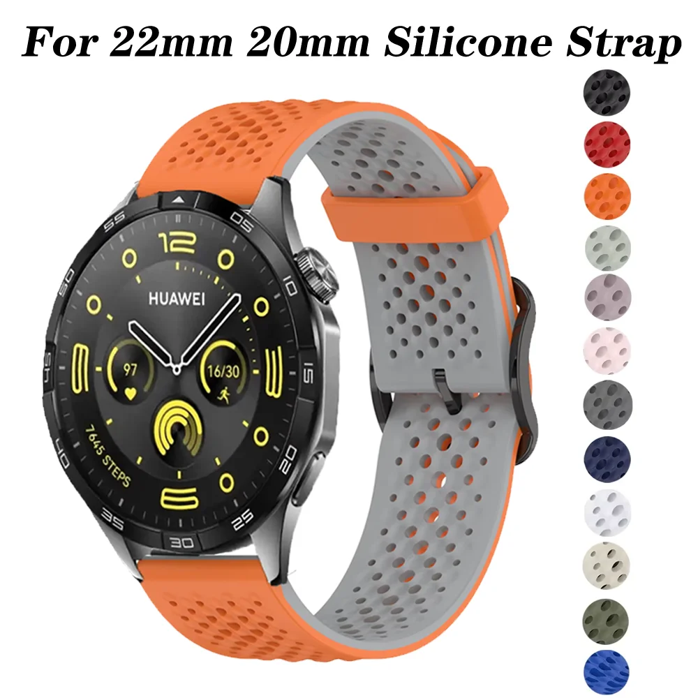 

NEW 22mm 20mm Silicone Strap for Huawei Watch GT4/4 Pro/GT3 3/GT5 Pro 46mm Sport Watchband for Xiaomi Redmi Watch 5 Active/Lite