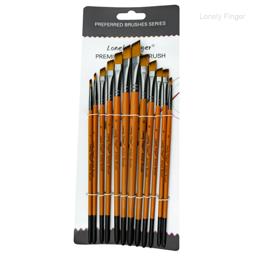 

Профессиональные акварельные кисти 12 шт., угловая кисть для акварели, акрила, масла, жешь, чернил, кисти разных размеров