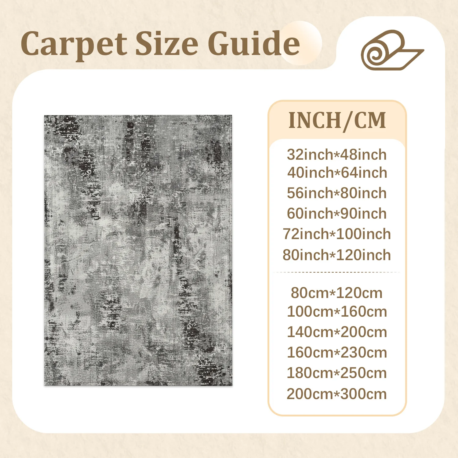 Large Indoor Area Rug, Soft Velvet Low Pile with Non-Slip Dotted Backing, Machine Washable Abstract Distressed Gray Floor Rug for Living Room and Bedroom, Modern Abstract Area Rug for Home Decor
