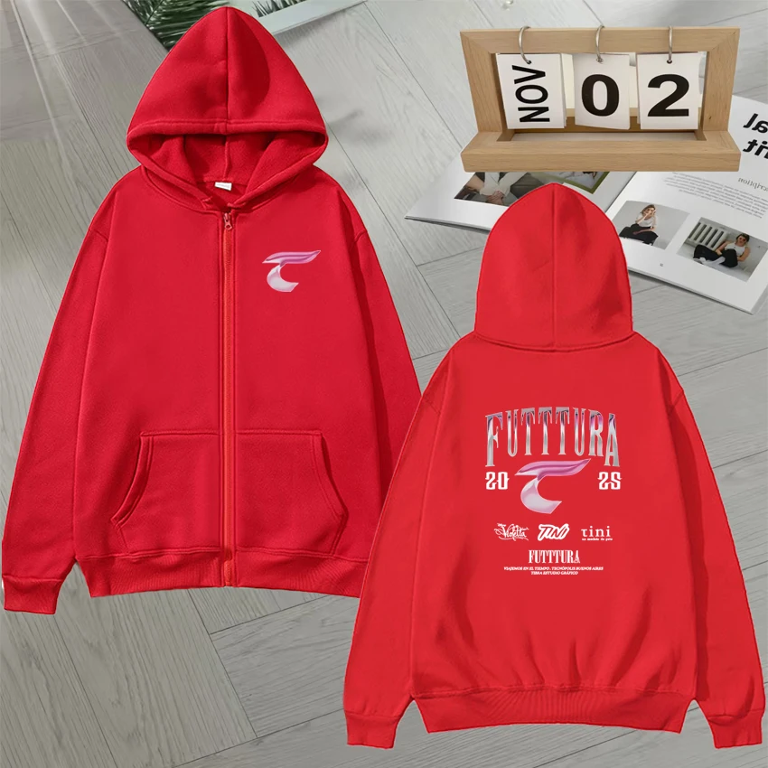 Sänger TINI STOESSEL F struttura Album 2025 Tour Zipper Hoodie Männer Frauen Langarm Mode Fleece Retro Jacke Sweatshirts Unisex