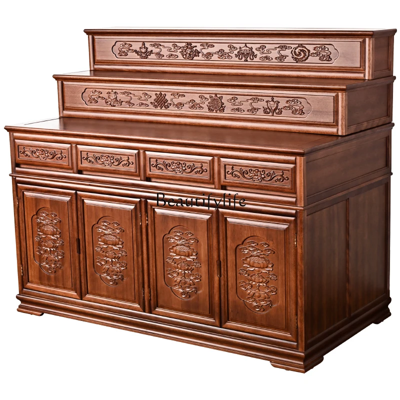 

Solid wood Buddha table, household incense case, God of Wealth Guanyin Tribute Cave, three-layer altar cabinet, Buddha cabinet
