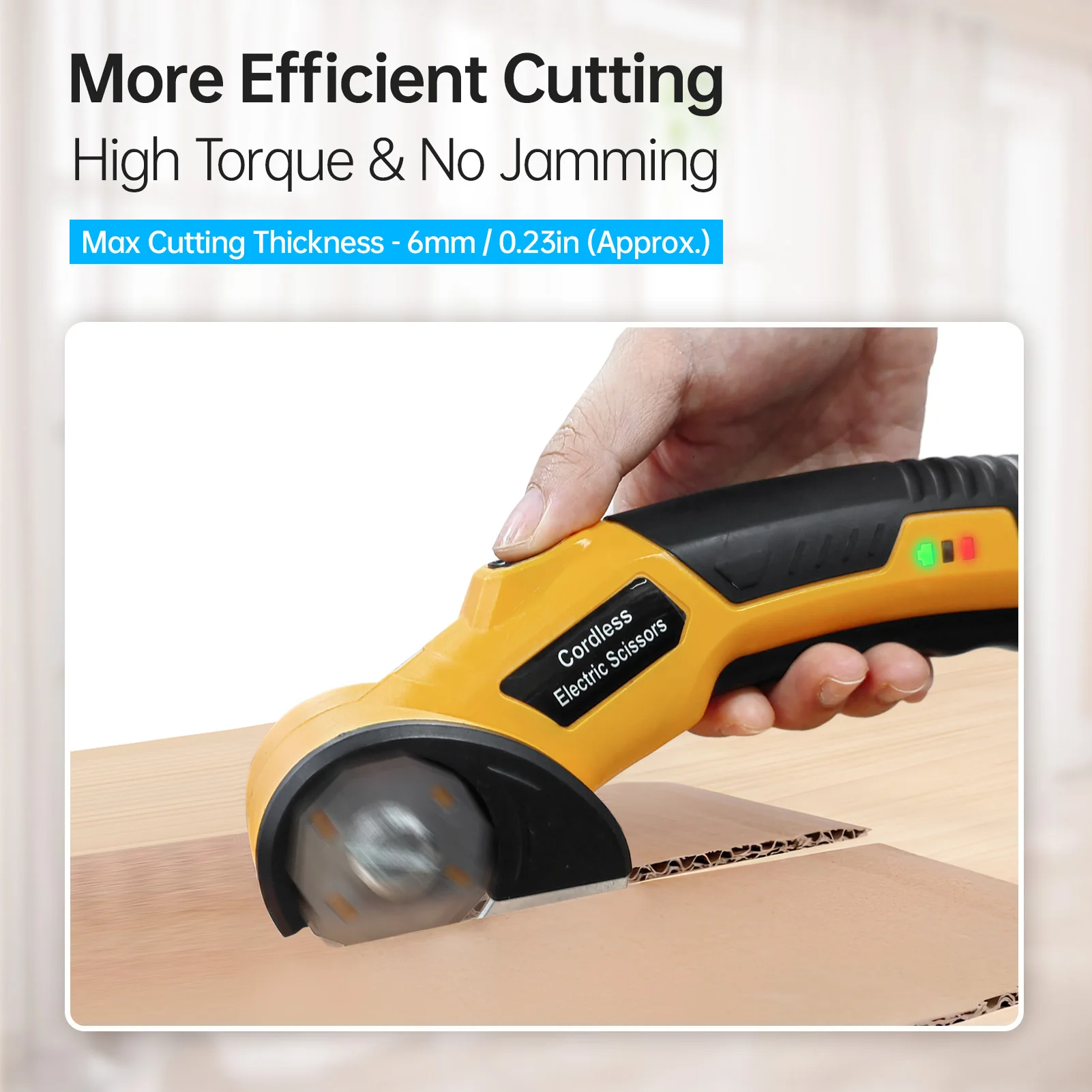 Cordless Electric Scissors 4V Rechargeable Cardboard Box Cutter Fabric Scissor with Safety Lock & LED Light for Leather