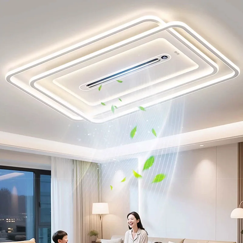 LED Ceiling Fan with Light Low Profile Flush Mount Modern Silent Quiet Indoor Fan Lamp for Living Room Bedroom Dining Room