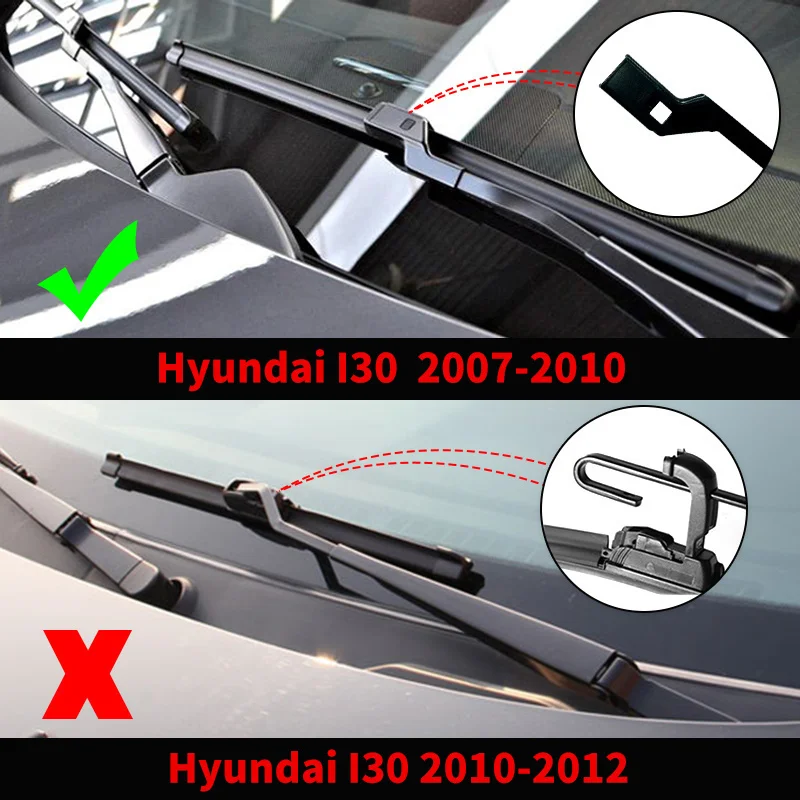 Scheibenwischer vorne und hinten, Set für Hyundai I30 2007 2008 2009 2010, Windschutzscheibe, Windschutzscheibe, Fenster, 24 Zoll + 18 Zoll + 12 Zoll