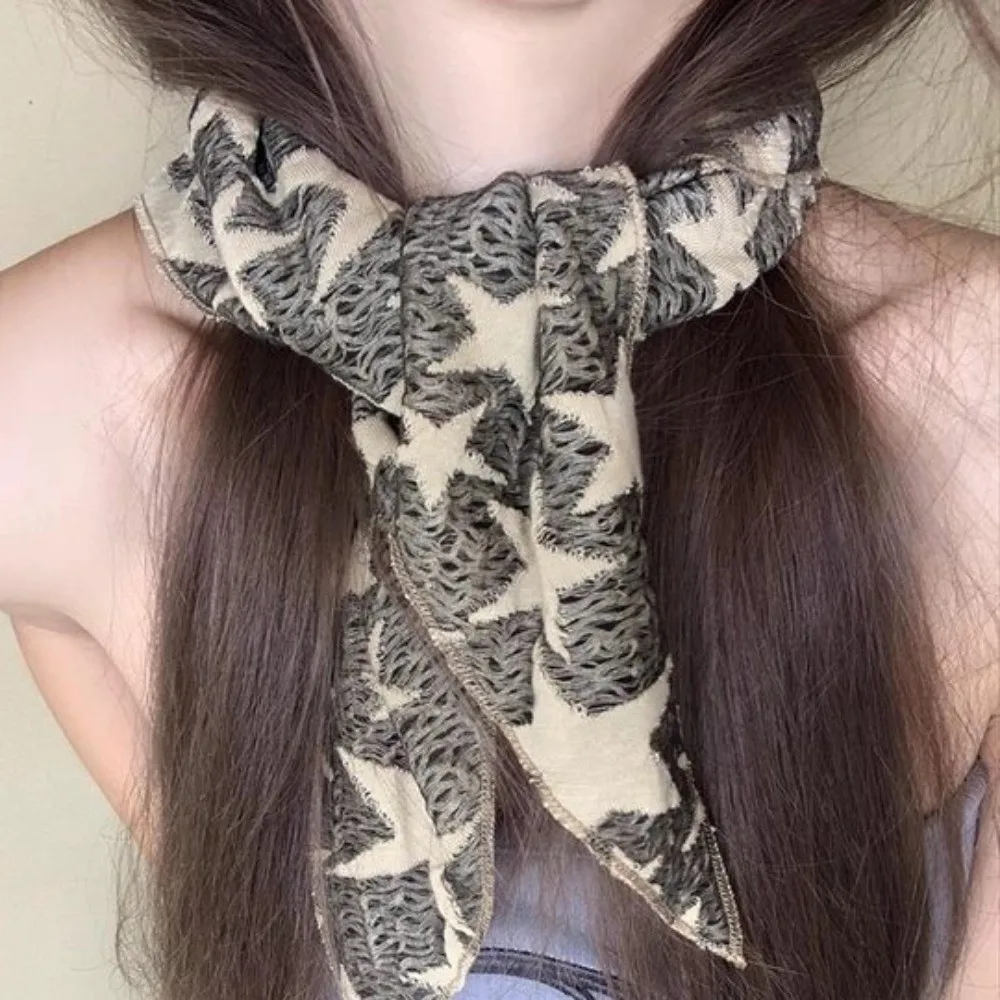 

Turban Accessories Wasteland Style Star Hair Scarf Soft Wrap Headband Y2K Hip Scarf Hip Hop Sacrf Knitted Tube Top Spicy Girls