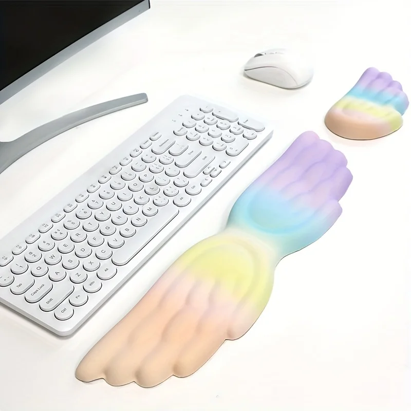 

Keyboard Wrist Rest Angel Wings Gel Memory Foam Gaming Mouse pad Set Ergonomic Non Slip Mouse Pad Wrist Support Easy Typing