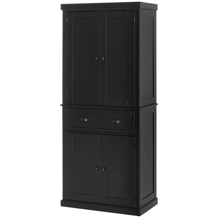

HOMCOM 72 Freestanding Kitchen Pantry Cabinet Storage with Doors Black