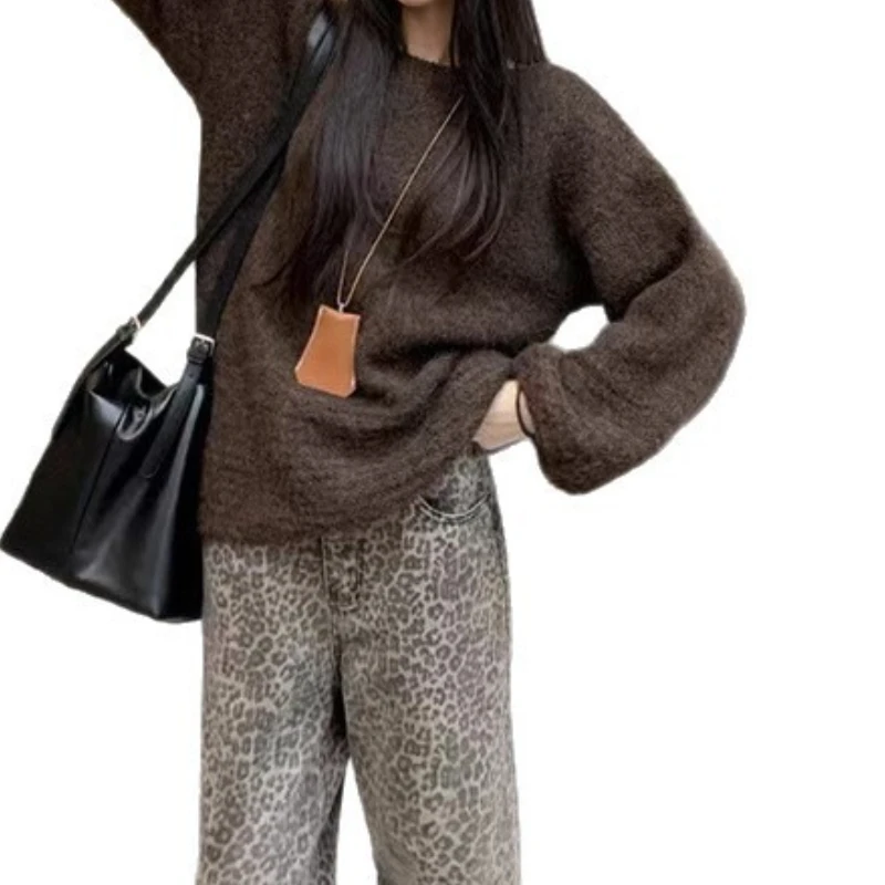 Suéter de punto Sexy con hombros descubiertos para mujer, suéter versátil holgado y adelgazante, chaqueta superior, Otoño/Invierno 2025