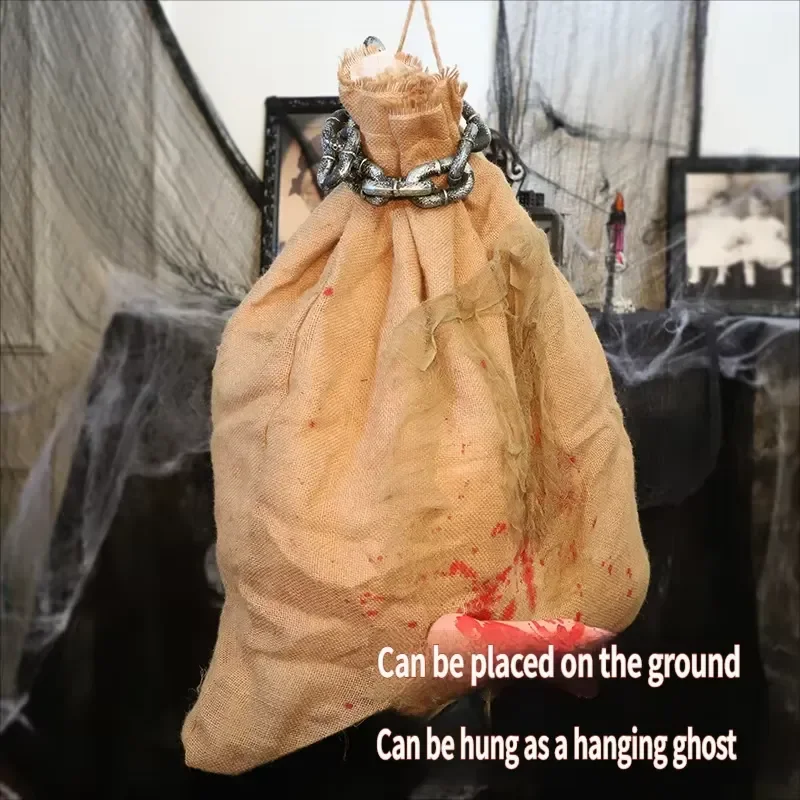 For Halloween Decorations Linen Durable Reusable Vibrating Hanging Ghost Bag Haunted House Escape Room Props