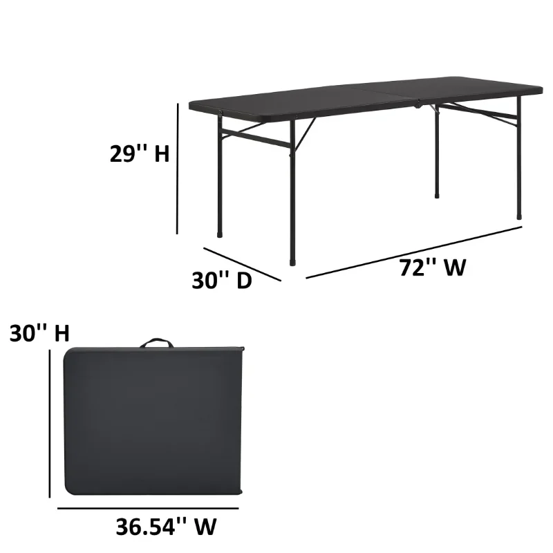 Mainstays 6 Foot Black Bi-Fold Plastic Folding Table