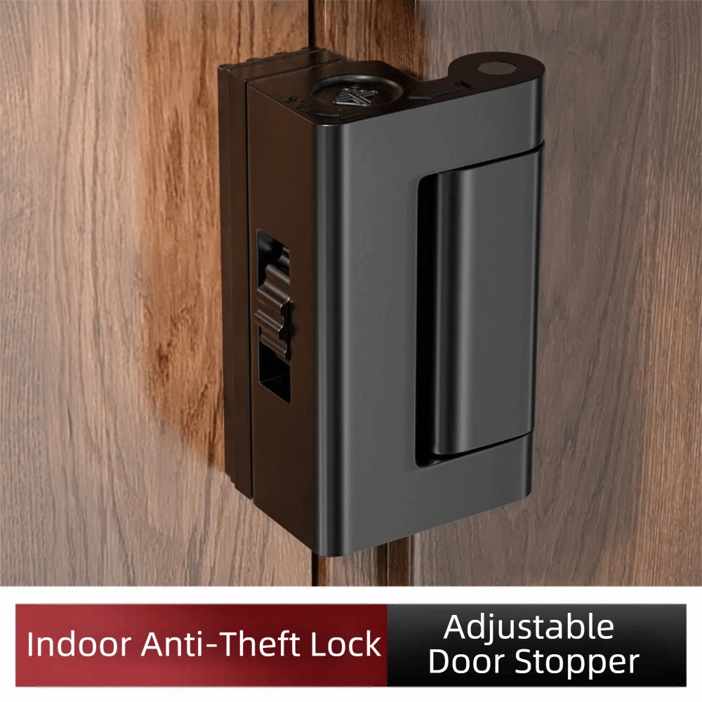 Feste Türschlossverstärkung aus Aluminiumlegierung, robust, verstellbarer Knopf, Diebstahlsicherung, Türschloss, stanzfreies Sicherheits-Türschloss für Hotel