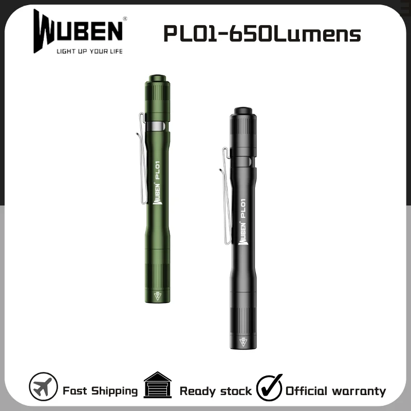 Caneta WUBEN PL01, lanterna EDC de bolso de 650 lúmens recarregável, IP68 à prova d'água, bateria 2 AAA compatível para casa, exterior