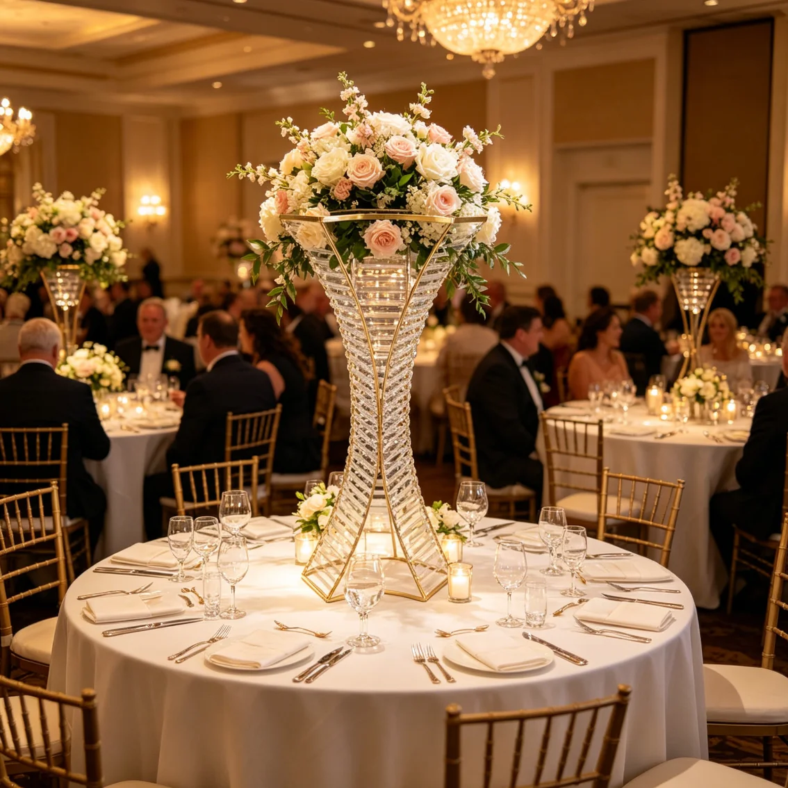 5pcs /10pcs acrylic Vase sliver Column Stand Metal Waypoint Wedding Centerpiece Flower Stand for Event Party Home Decoration