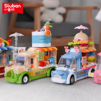 Sluban Building Block Toys Girls Dream Pink Stall Car B0993 Ice Cream Truck 145-174PCS Bricks Compatbile With Leading Brands