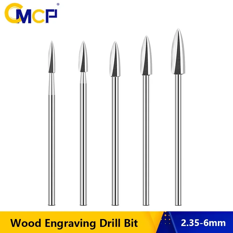 

CMCP 1pc Wood Carving Engraving Drill Bit 2.35mm Shank HSS Milling Cutter For Dremel Rotary Tool 2.35/3/4/5/6mm