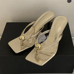 Comemore 2024 Mode Clip Teen Parel Slides Vrouwen Slippers Gladiator Sandalen Zomer Party Dunne Hakken Slippers Schoenen