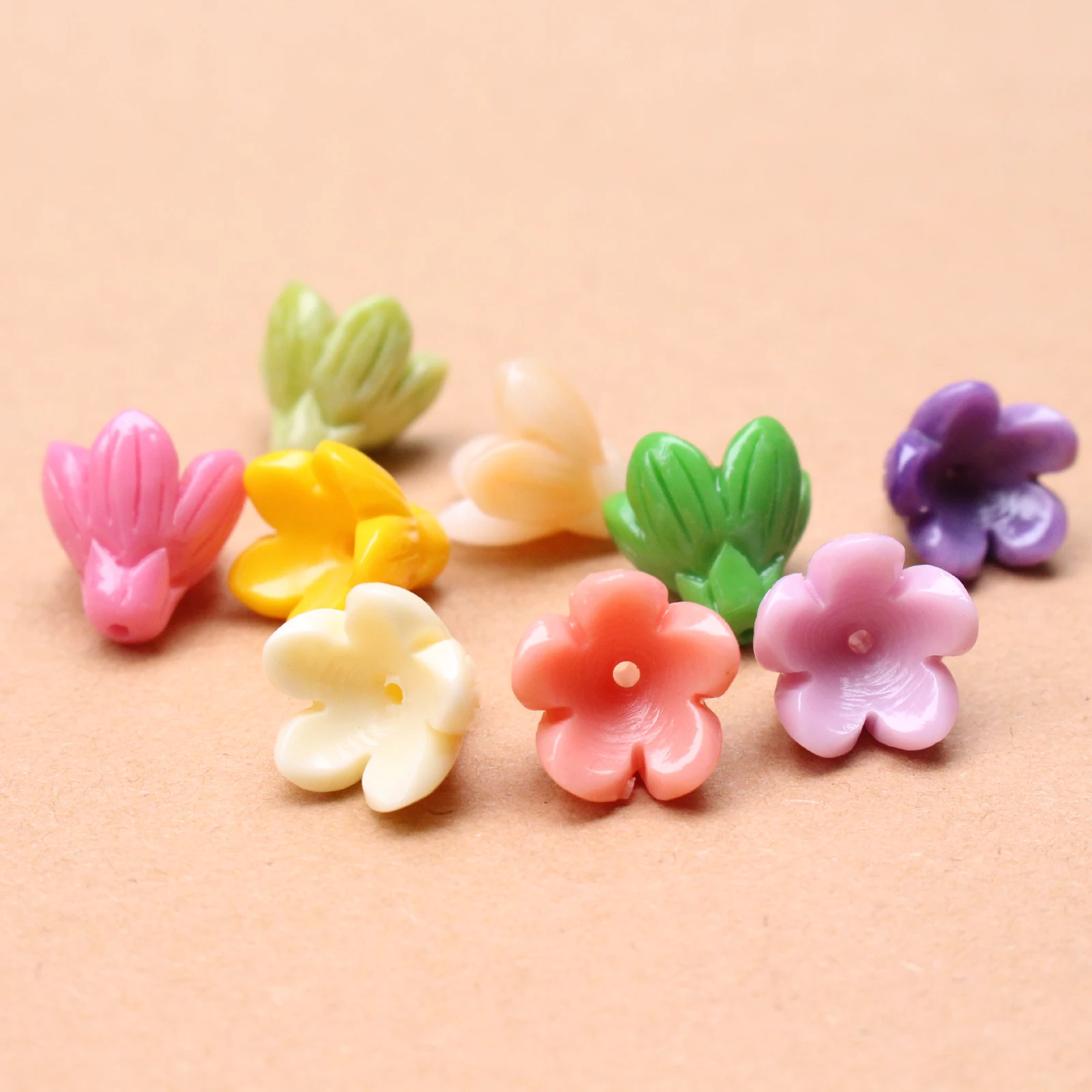Artificial Coral Beads Sakura Flower Bead Cabochon Mix Colors Hawaii Ocean Style for Jewelry Earring Making Decoration