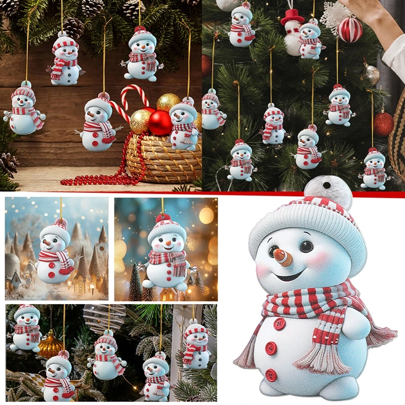 

6.5X8cm Mini Plastic Cartoon Snowman Xmas Tree Hanging Pendant for Christmas Decor Navidad Home Decoration New Year Party Gifts