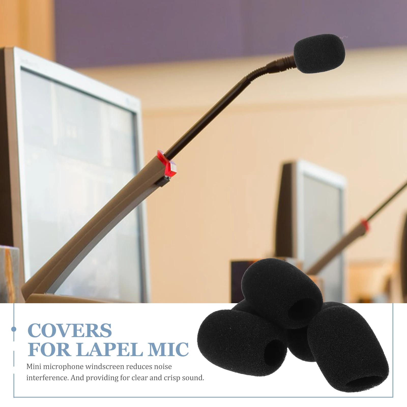 

10pcs Mini Microphone Windscreen Noise Reduction Sponge Mic Covers For Lapel Headset Conferences Mic Protective Cover