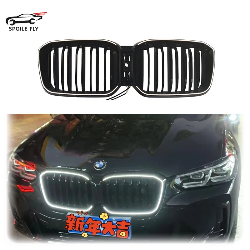 

High Quality ABS Front Bumper Grill Grid With Lights Lamp LED Grille For BMW X3/X4 G01 G02 G08 M40i 20i 30i LCI 2022-2024