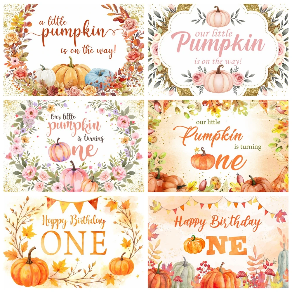 

Autumn Thanksgiving Party Backdrop A Sweet Pumpkin is On The Way Fall Yellow Leaves Pumpkin Baby 1st Birthday Party ﻿﻿Background