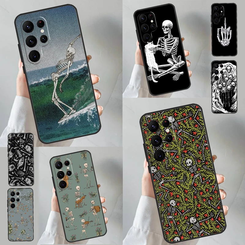 Bones Skeleton Phone Case For Samsung Galaxy S23 Ultra S22 S21 S20 FE S9 S10 Plus Note 10 20 Ultra Cover