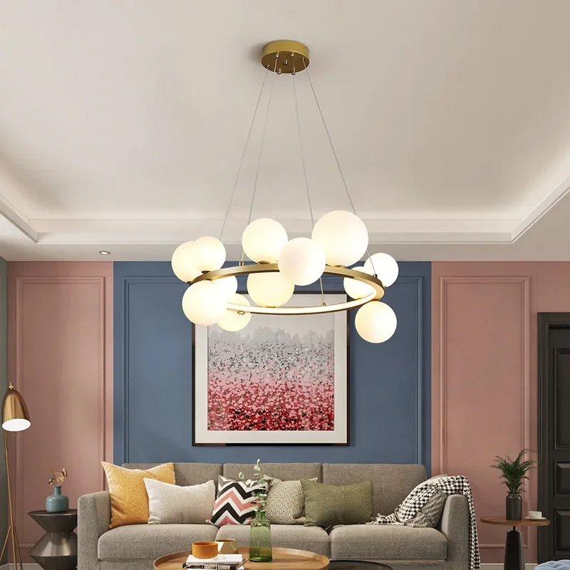 Restaurant Bedroom Hanglamp Cord Adjustable Loft Deco Lighting Fixtures Modern LED Chandelier Clear Glass Bubble G9 Hall Parlor