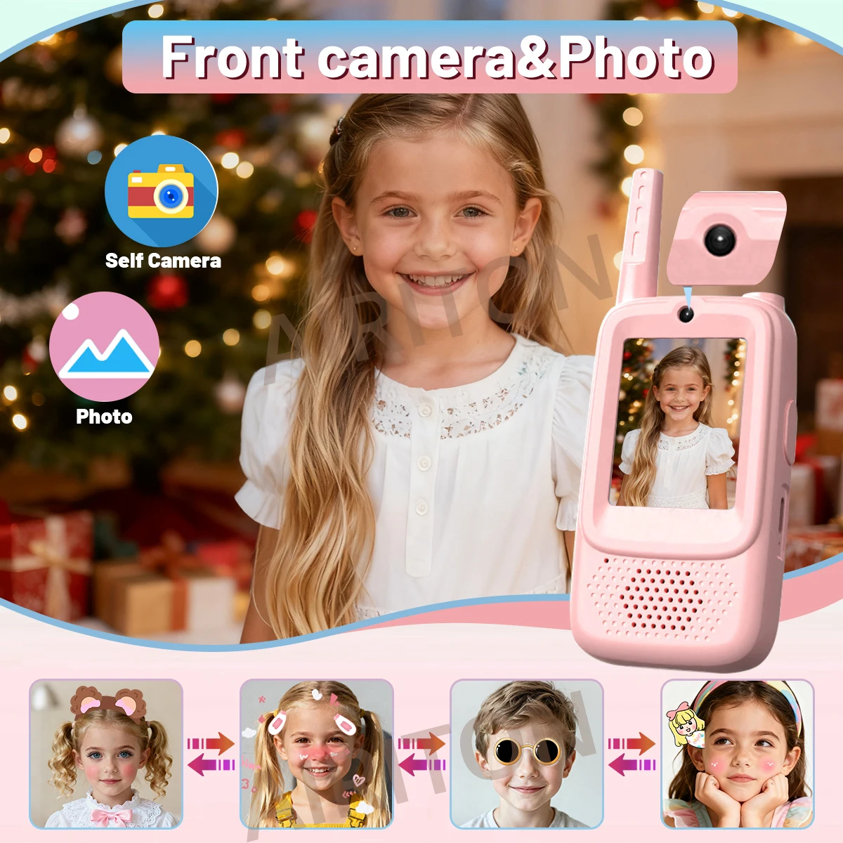 أجهزة اتصال فيديو AIRITON JK300 للأطفال مكونة من قطعتين قابلة لإعادة الشحن لصور السيلفي أرسل صورة صوتية هدية للأولاد والبنات JK200 ترقية للتخييم #6