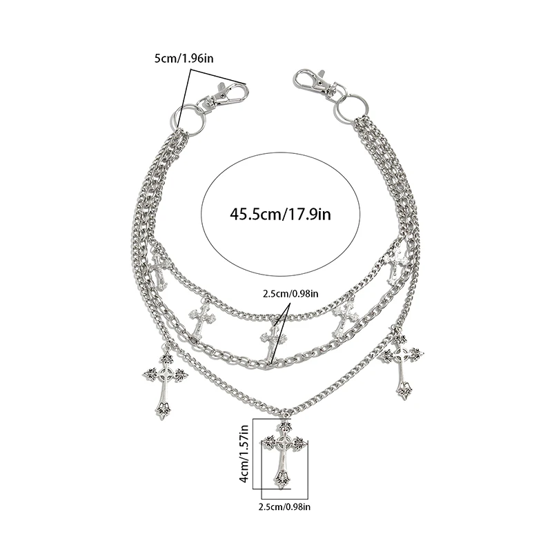 【SSummer10】Punk Rock Mehrschichtige Kreuz-Hosenkette für Männer und Frauen, Geldbörsen-Charm, Jeans, Unisex, Hip-Hop-Schmuck, Geschenk【SS】 – Detail 8
