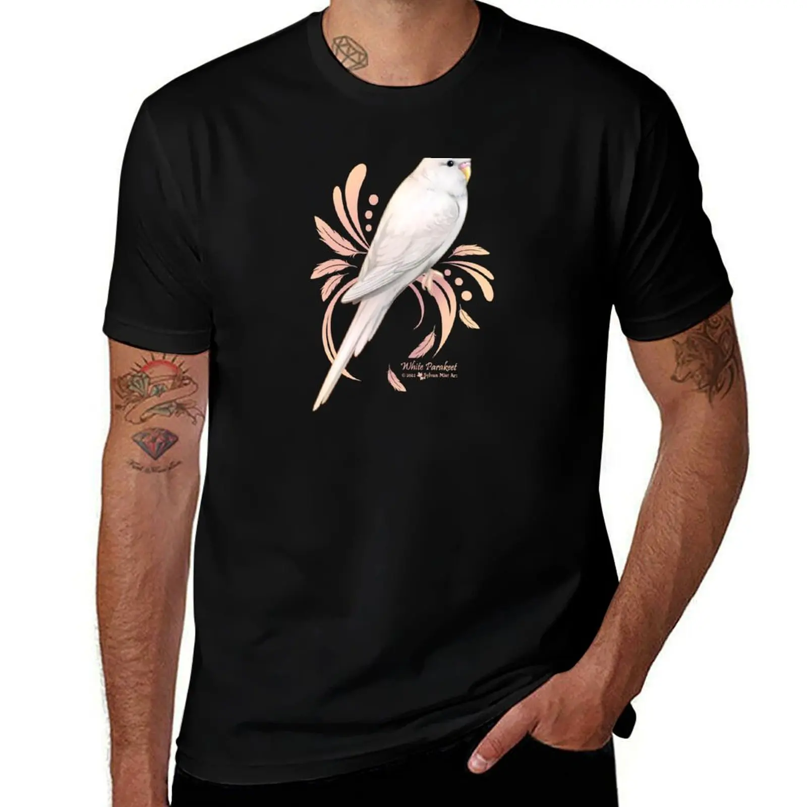 White Parakeet T-Shirt Plus Size Lightweight Tee Shirt T-Shirt