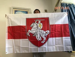 SKY FLAG Belarus White Knight Pagonya Flag 90x150cm Polyester Belarusian Ensign with Coat of Arms Flag For Decoration